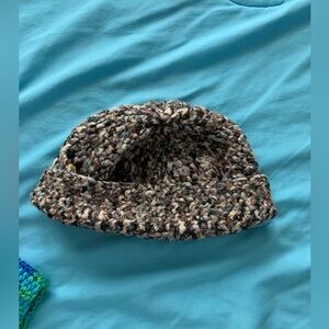 NEW crochet beanie brown multi color